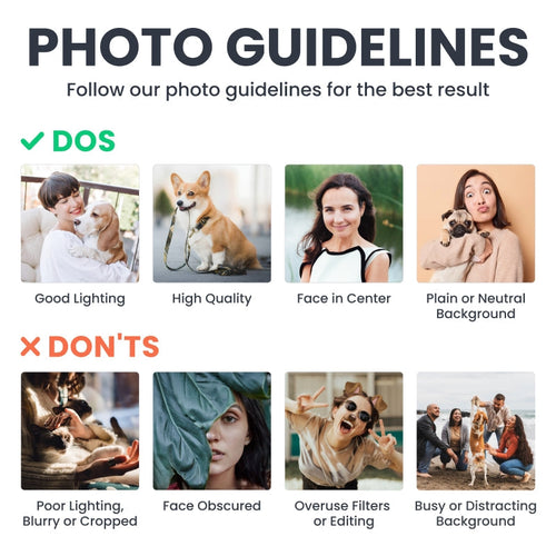 Custom doormat photo guidelines: Examples of acceptable and unacceptable photos for personalized doormats